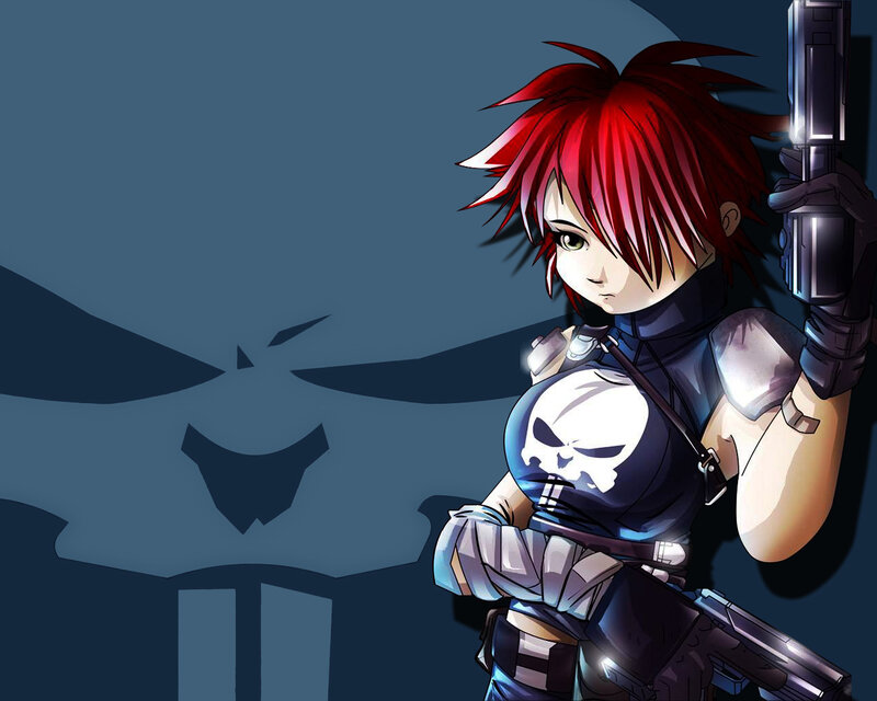 Red-haired warrior with skull emblem