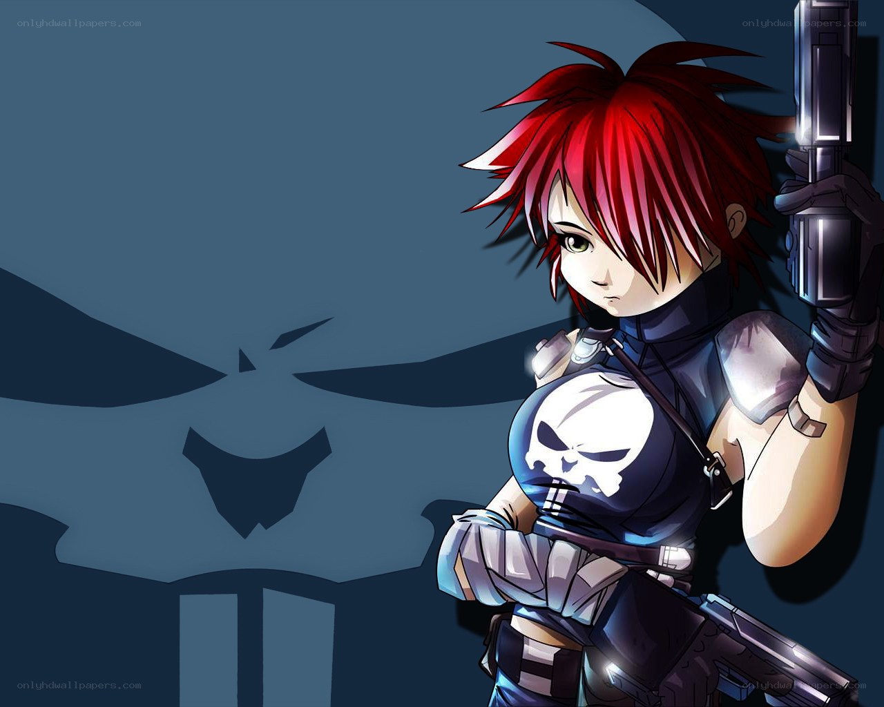 Red-haired warrior with skull emblem