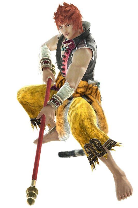 red-haired warrior with staff