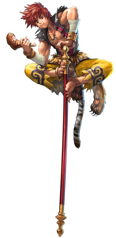 Red-haired warrior with staff