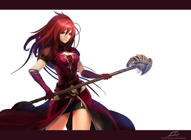 Red-haired warrior with staff