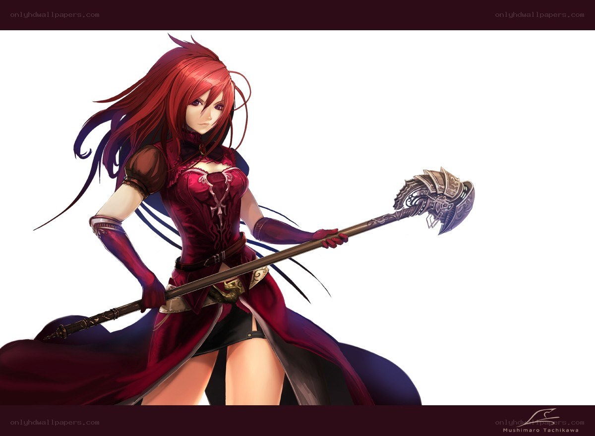 Red-haired warrior with staff