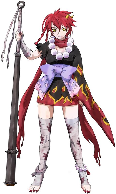 red-haired warrior with staff