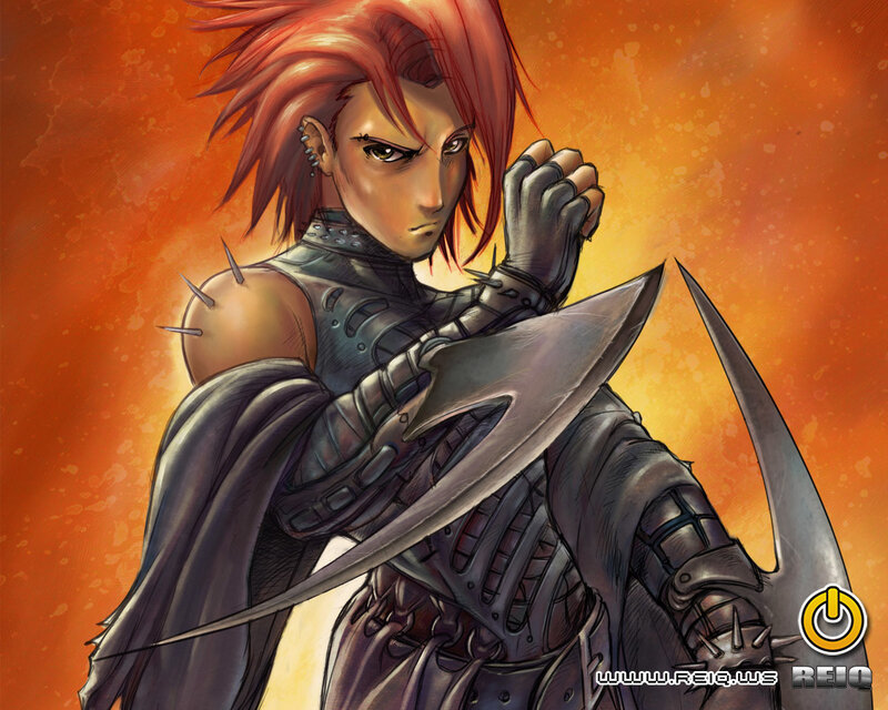 red-haired warrior with sword
