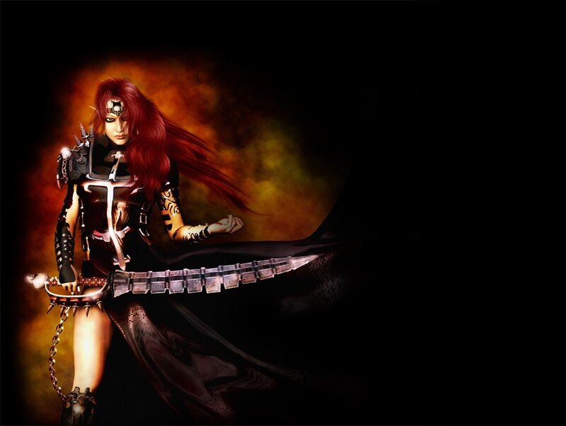 red-haired warrior with sword