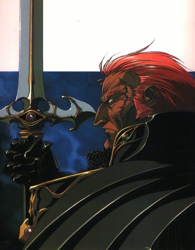 Red-haired Warrior with Sword — Black, Dramatic, Manga, Cape