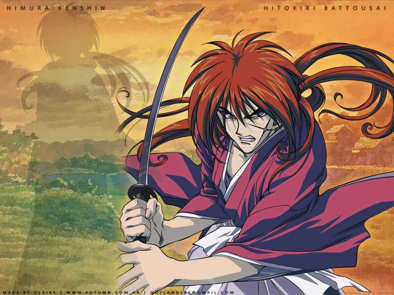 Red-haired Warrior with Sword — Orange, Dramatic, Sunset