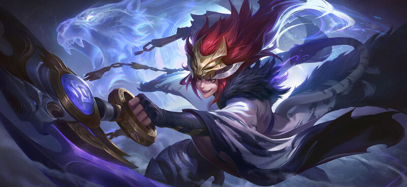 Red-haired Warrior with Sword — Purple, Dramatic, Digital Art