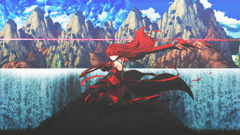 Red-haired Warrior with Sword — Red, Dramatic, Afternoon