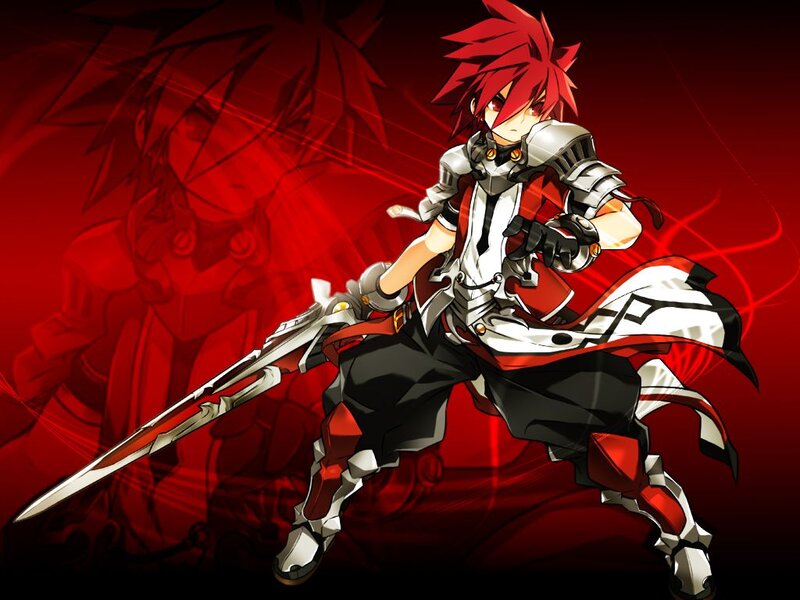 Red-haired Warrior with Sword — Red, Dramatic, Anime, Armor
