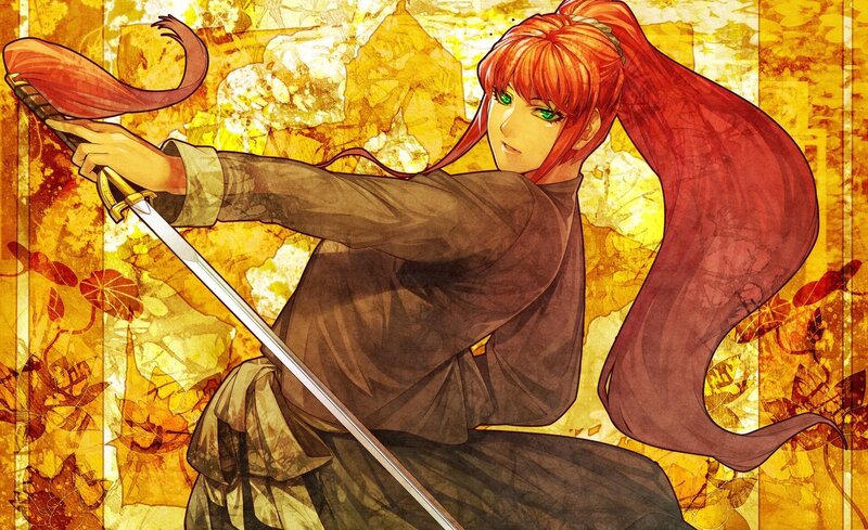 Red-haired Warrior with Sword — Red, Dramatic, Autumn
