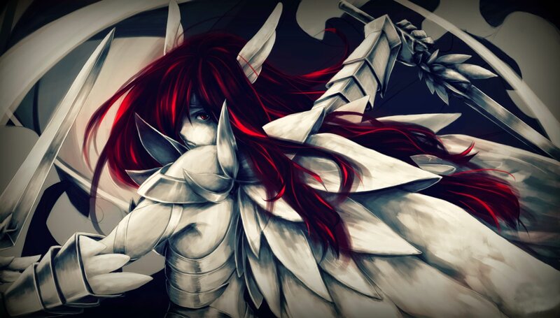 Red-haired Warrior with Sword — Red, Dramatic, Digital Art, Armor
