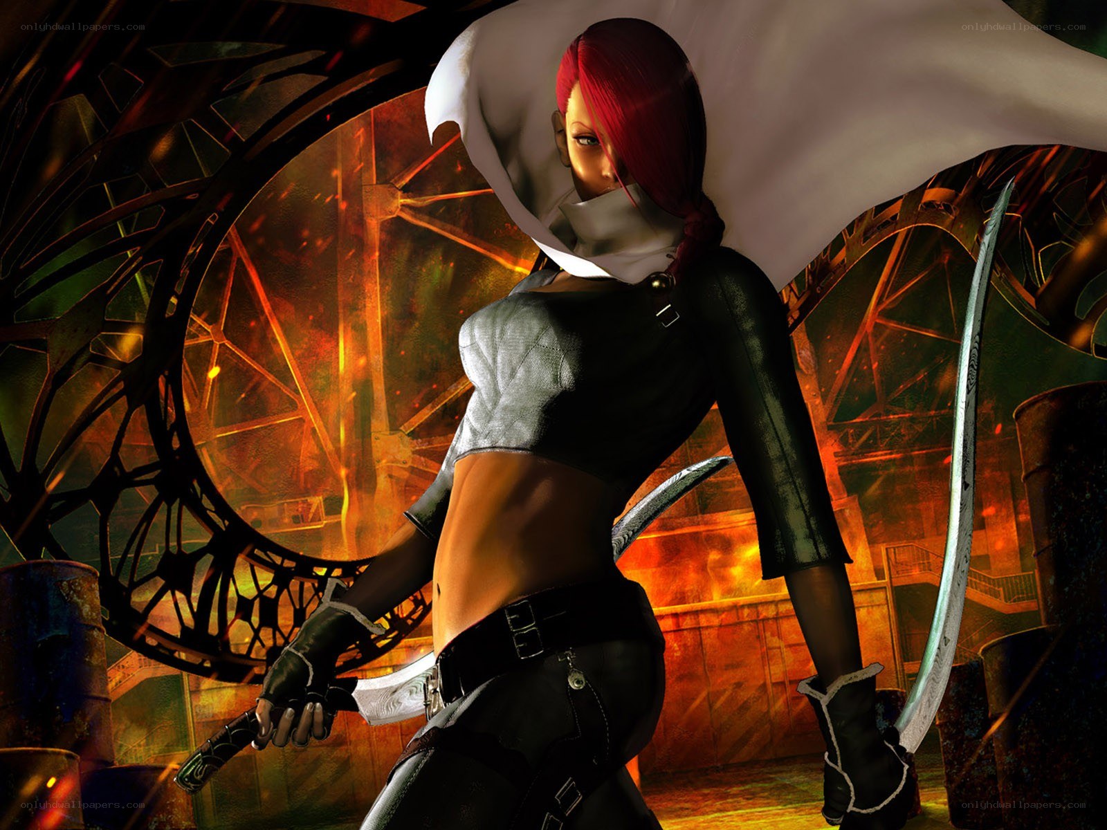 red-haired warrior with swords