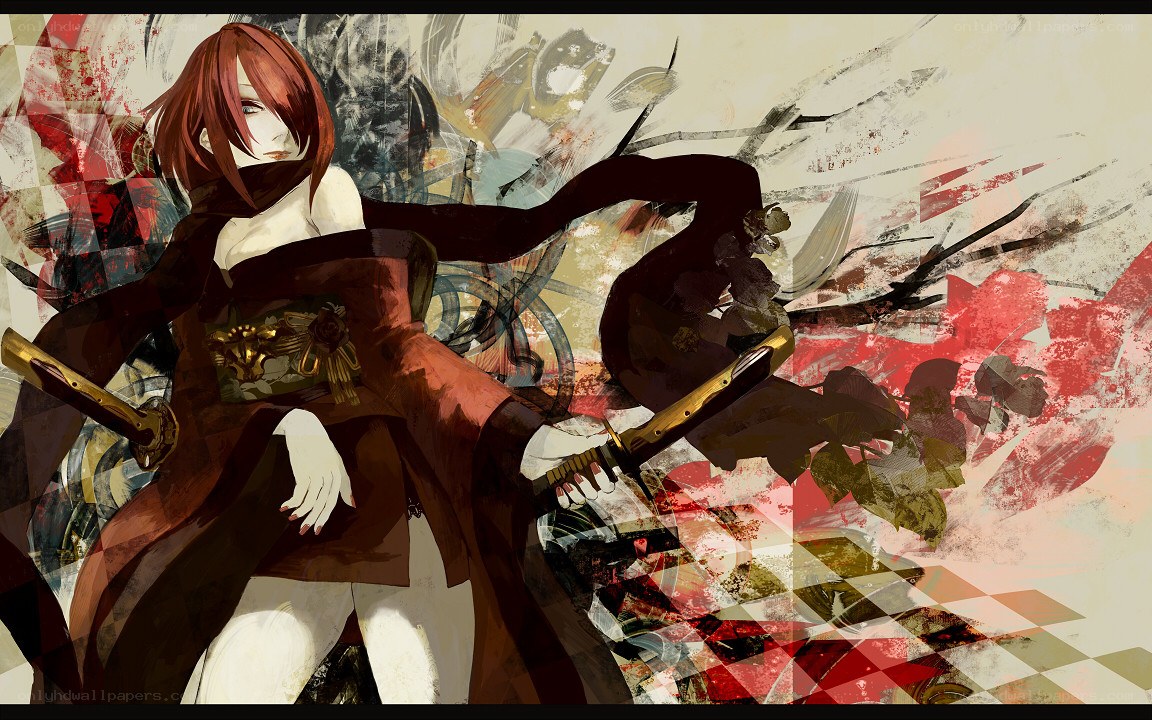 red-haired warrior with swords