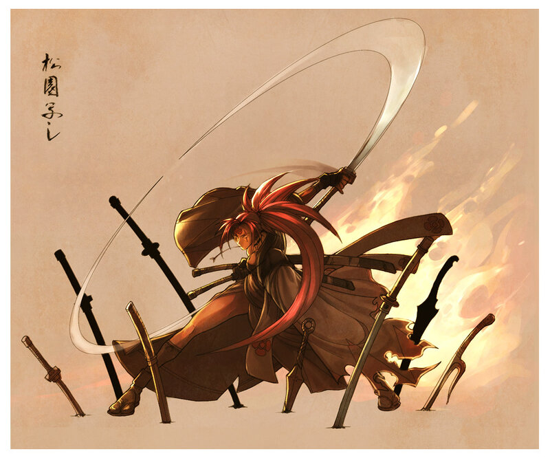 Red-haired warrior with swords