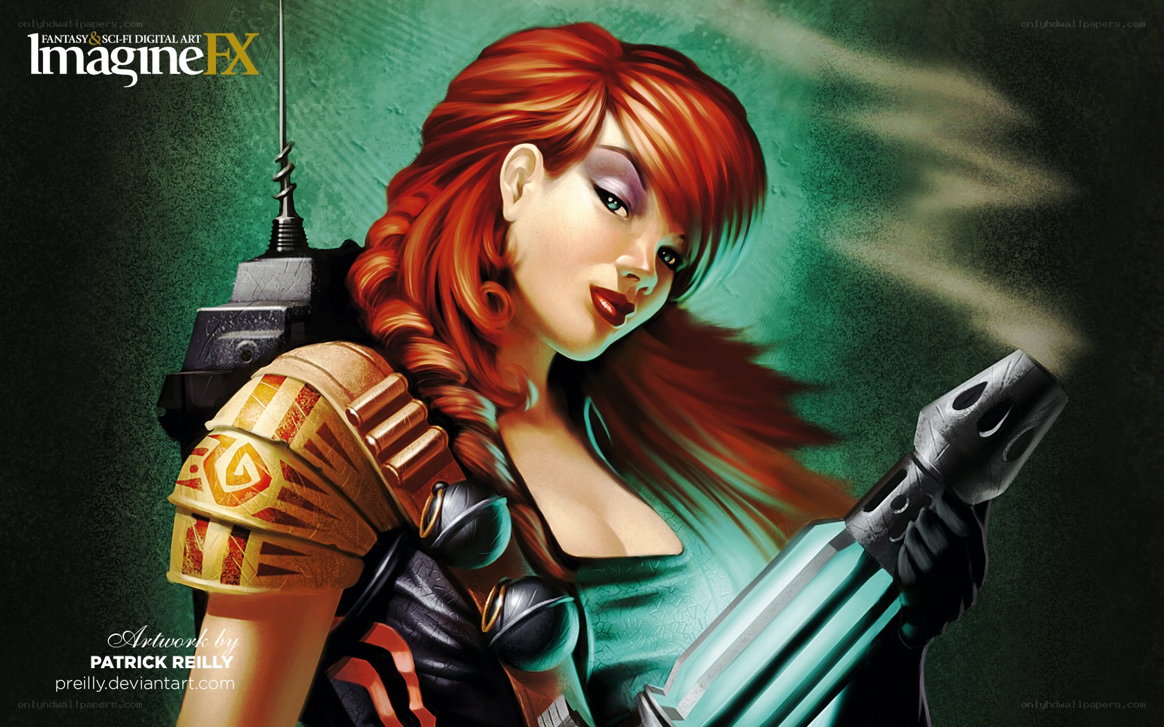 Red-haired warrior with weapon