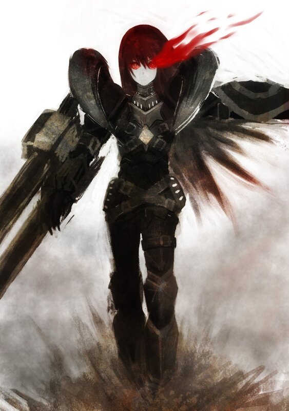 red-haired warrior with wings