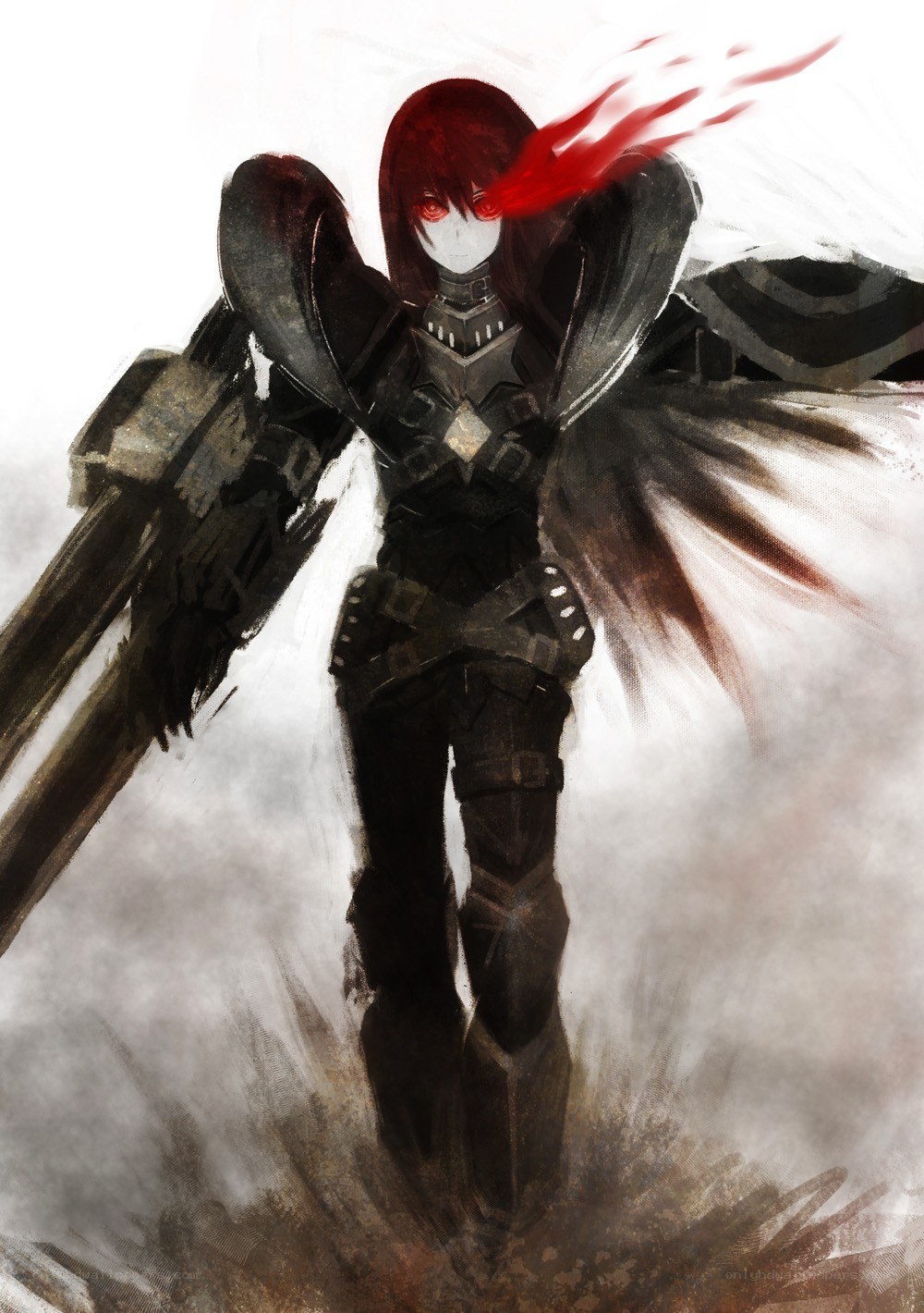 red-haired warrior with wings