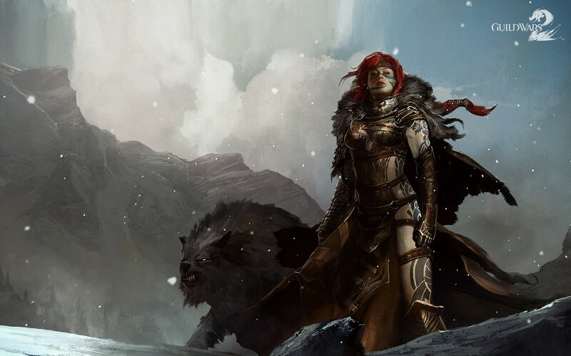 Red-haired Warrior with Wolf — Brown