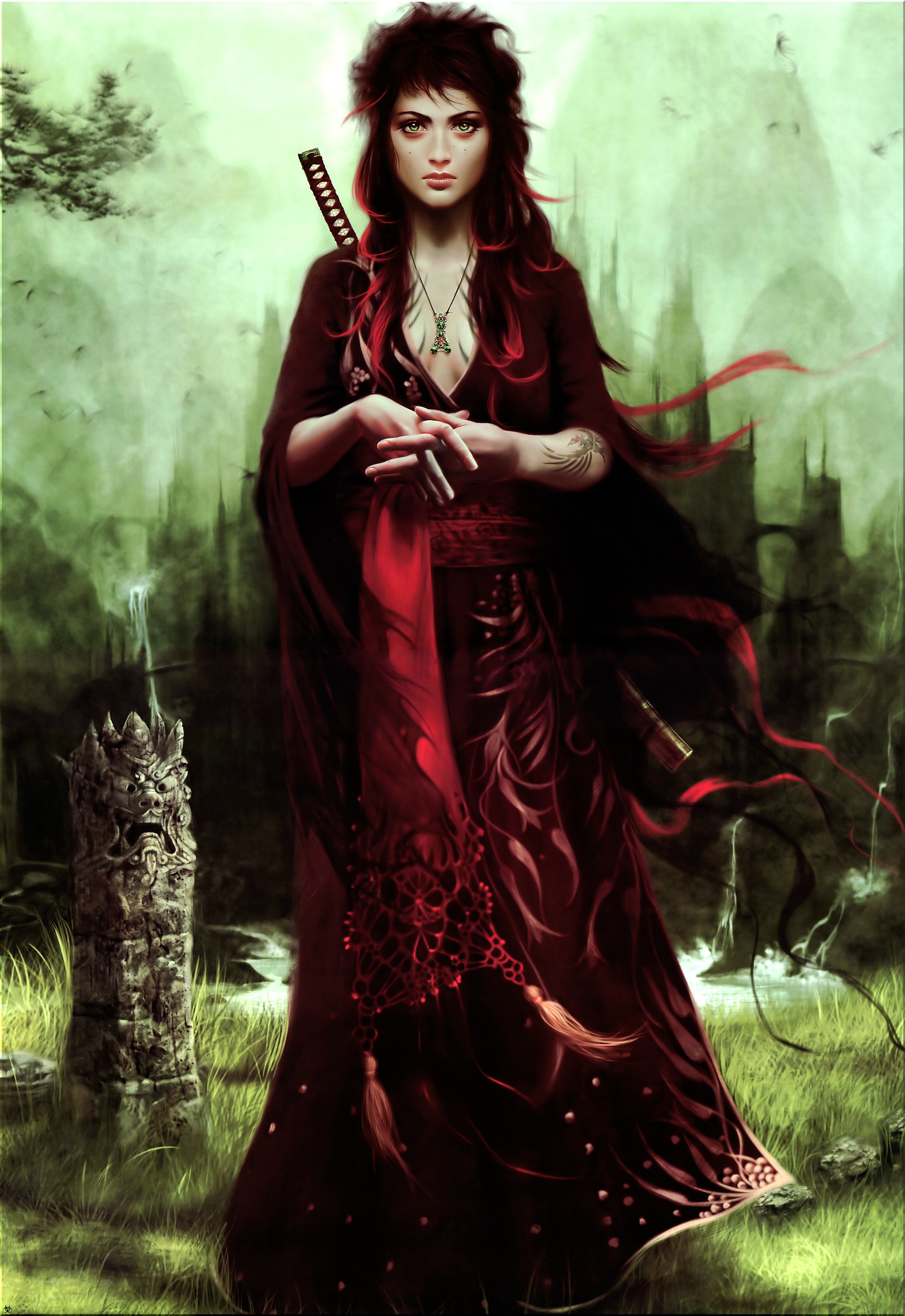 Red-haired warrior woman