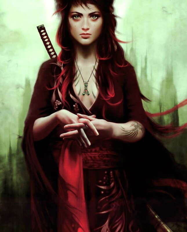 Red-haired warrior woman