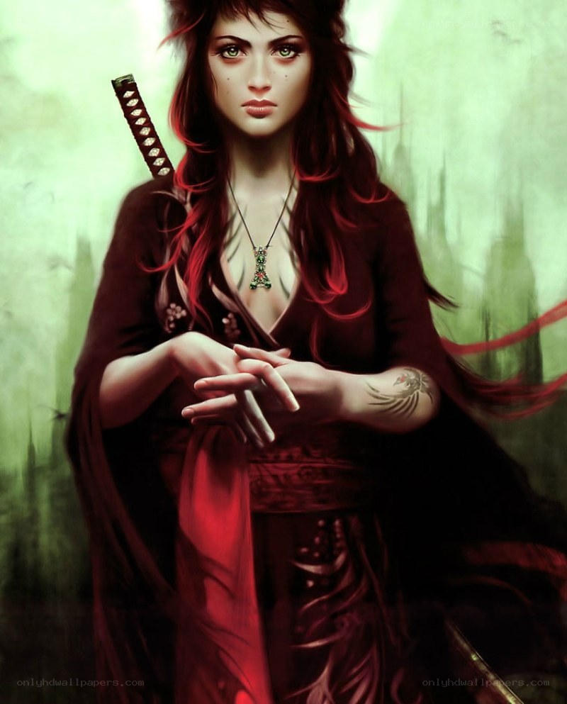 Red-haired warrior woman