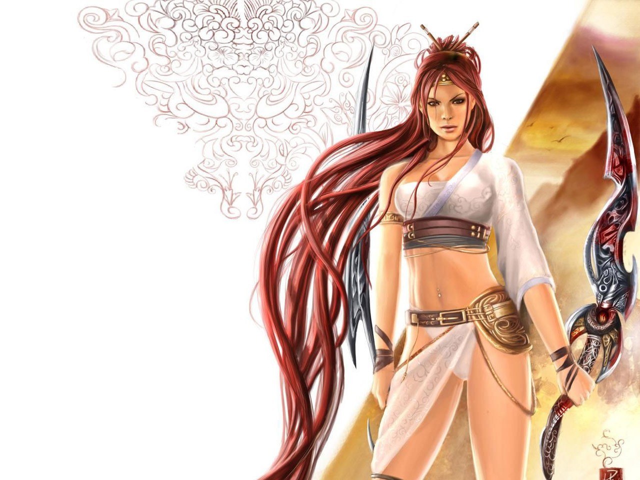 Red-haired warrior woman
