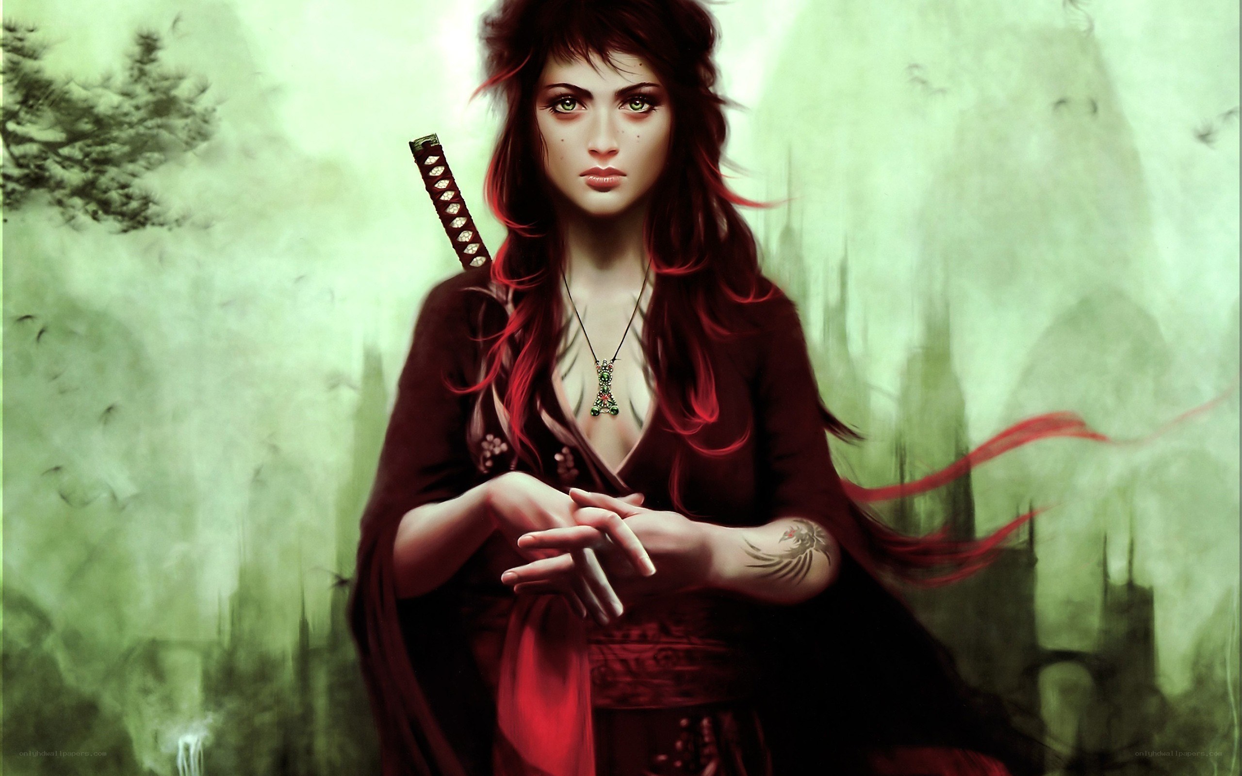 Red-haired warrior woman