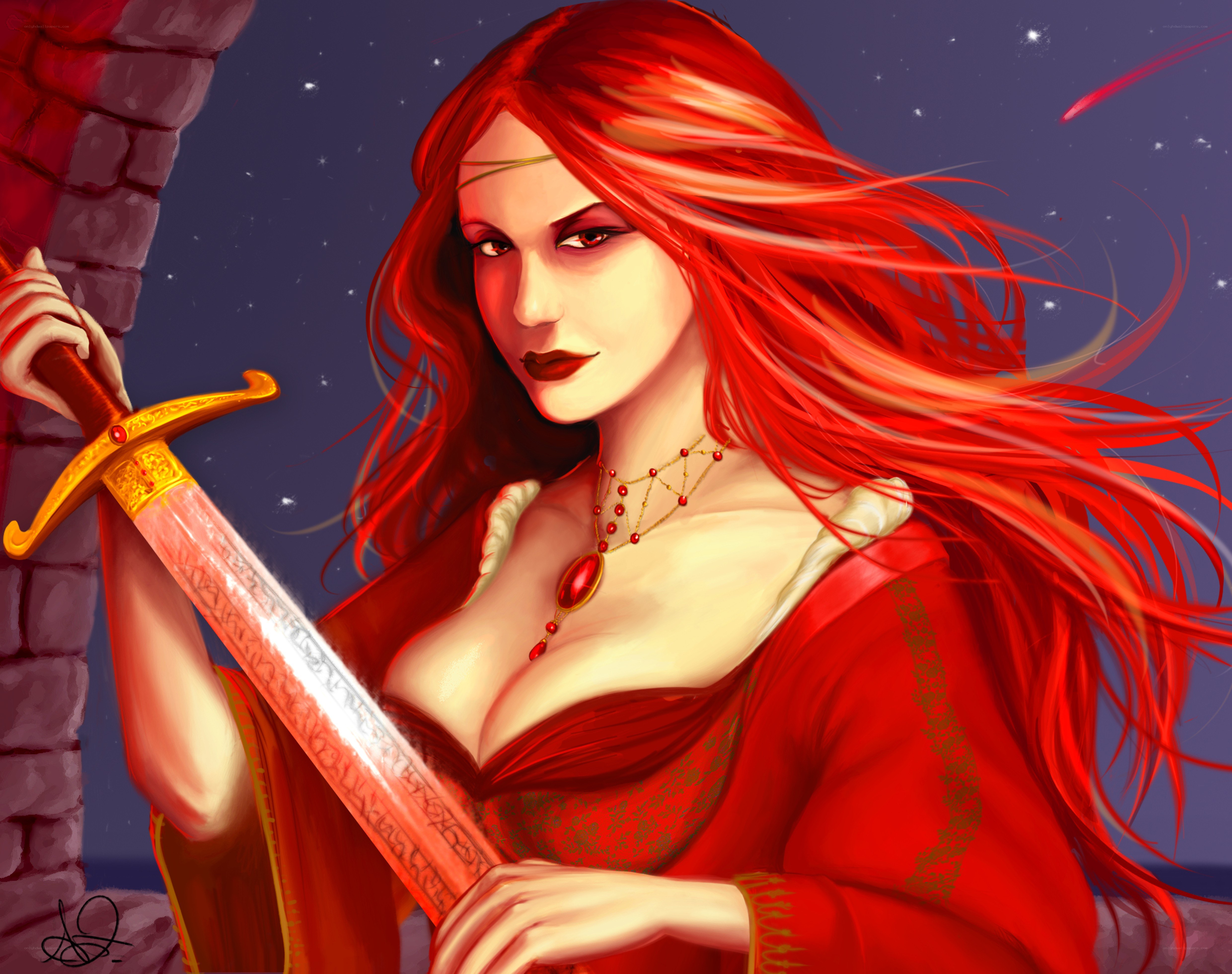 Red-haired warrior woman