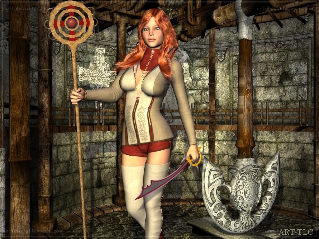 Red-haired warrior woman