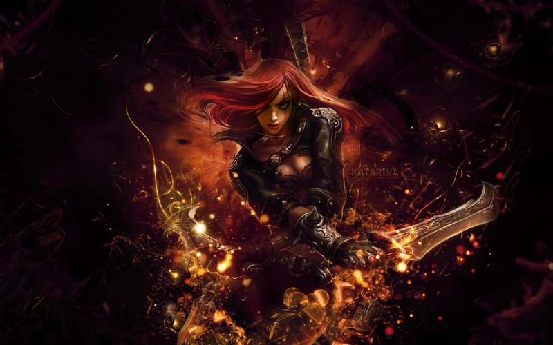 Red-haired Warrior Woman — Black, Dramatic, Digital Art