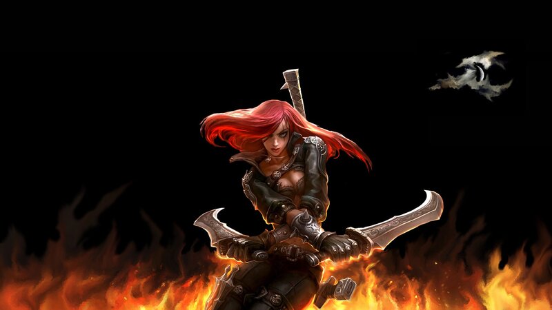 Red-haired Warrior Woman — Black, Dramatic, Night, Digital Art, Fire