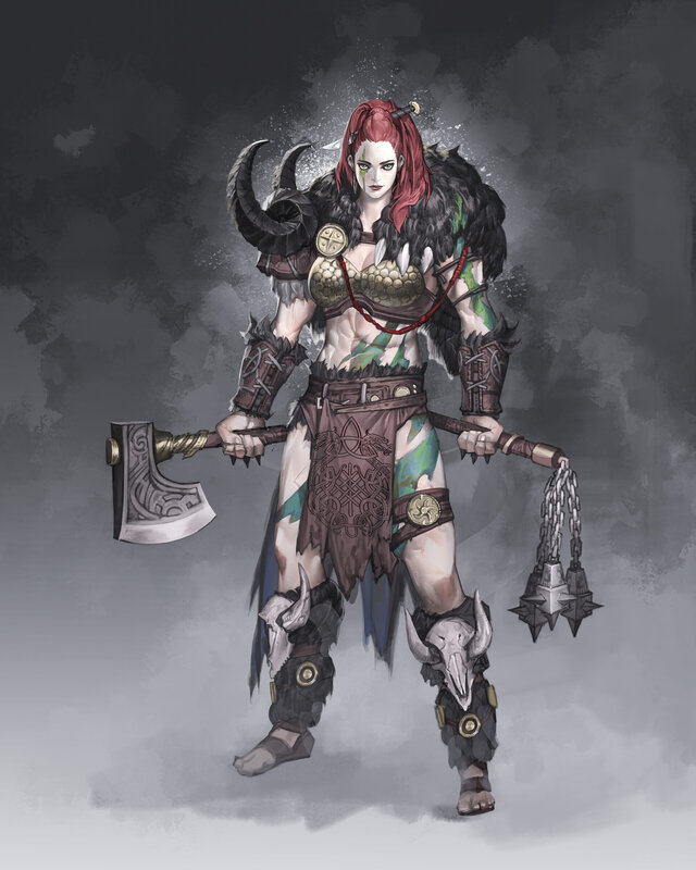 Red-haired Warrior Woman — Gray