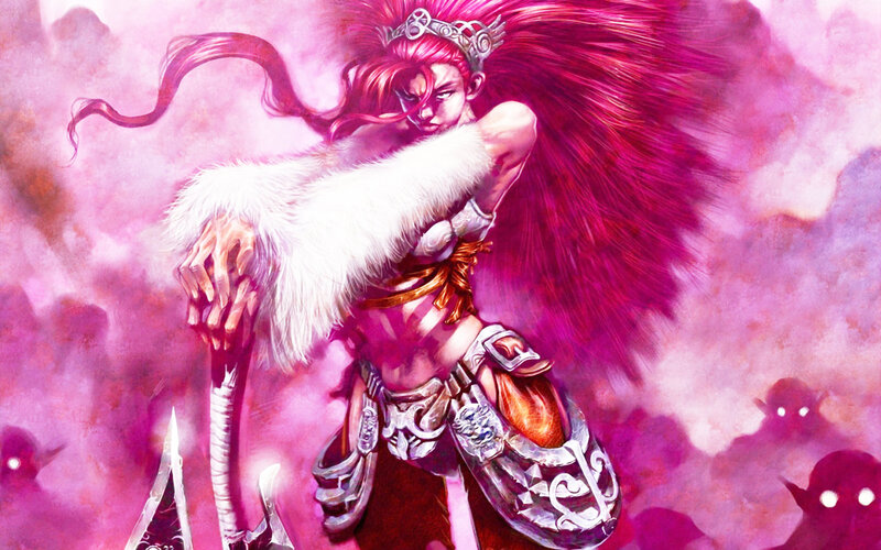 Red-haired Warrior Woman — Pink, Dramatic, Digital Art