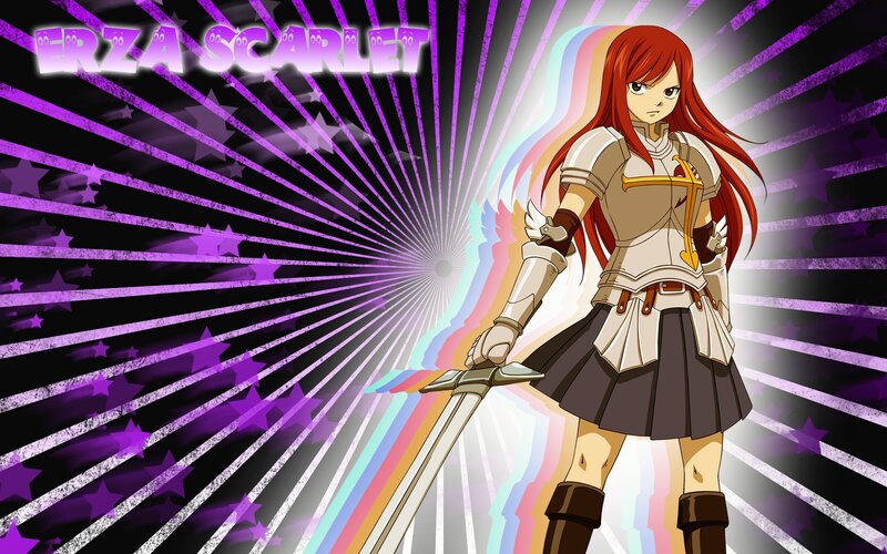 Red-haired Warrior Woman — Purple, Dramatic, Anime