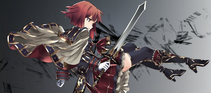 Red-haired Warrior Woman — Red, Dramatic, Anime, Sword, Cape