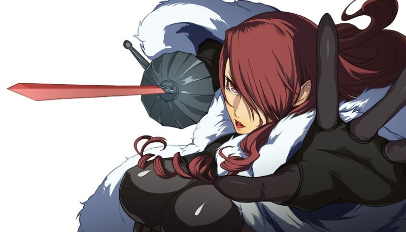 Red-haired Warrior Woman — Red, Dramatic, Anime, Sword, Fur Collar
