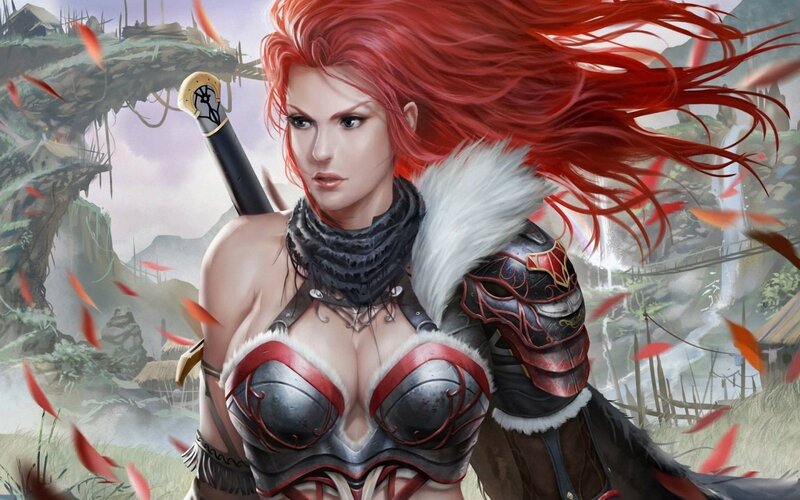 Red-haired Warrior Woman — Red, Dramatic, Autumn