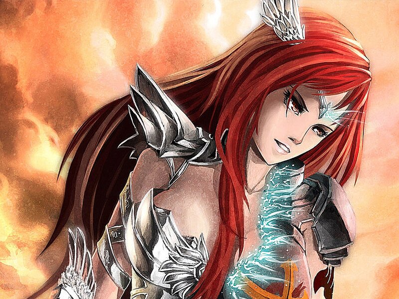 Red-haired Warrior Woman — Red, Dramatic, Digital Art, Armor