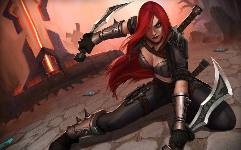 Red-haired Warrior Woman — Red, Dramatic, Digital Art, Dual Blades