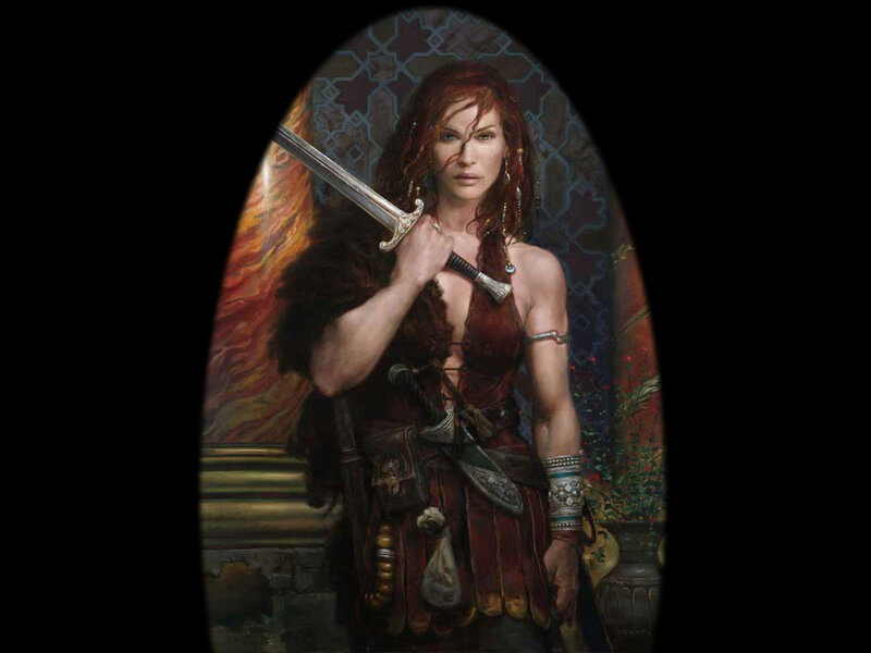 Red-haired Warrior Woman — Red, Dramatic, Digital Art, Sword