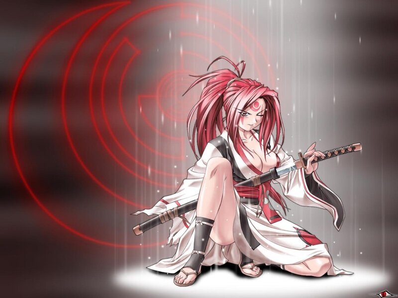 Red-haired Warrior Woman — White, Dramatic, Anime