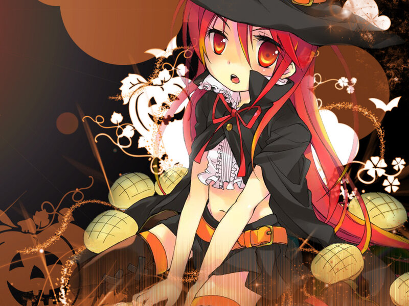 Red-haired Witch Character — Black