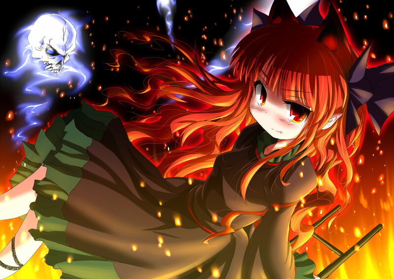 red-haired witch in fire