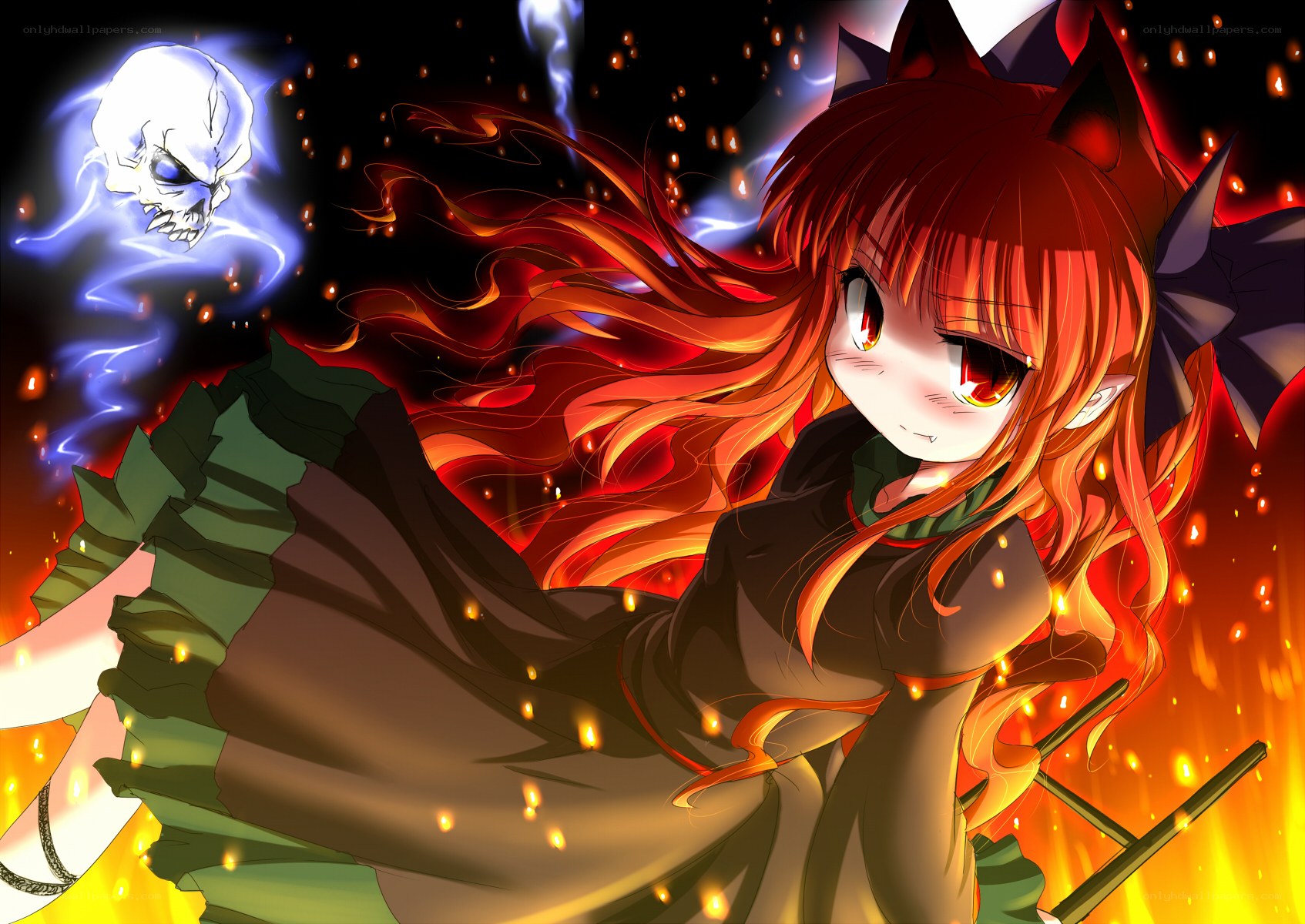 red-haired witch in fire
