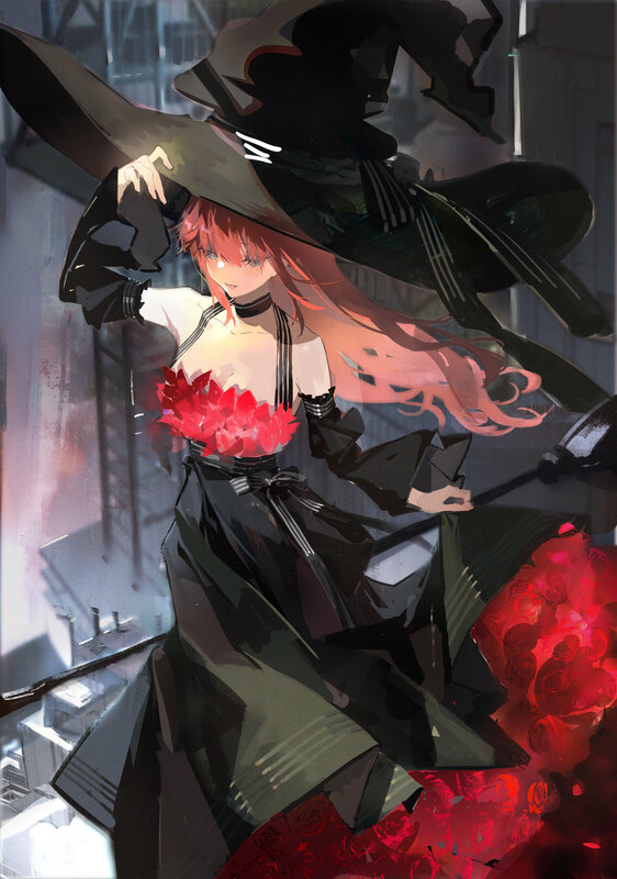 Red-haired Witch with Roses