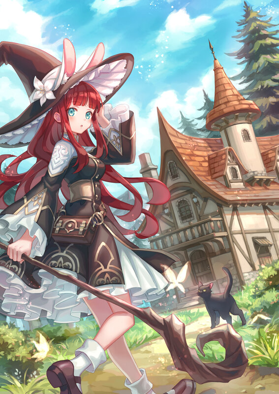 Red-haired Witch with Staff — Blue