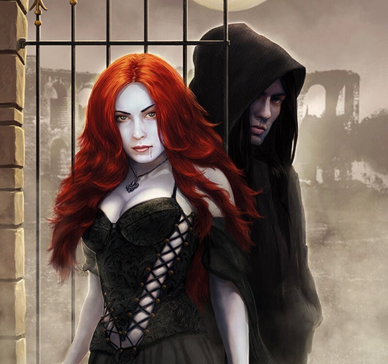 Red-haired Woman and Hooded Man