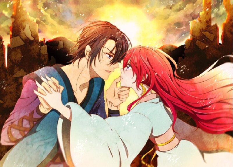 Red-haired Woman and Man — Red, Dramatic, Sunset
