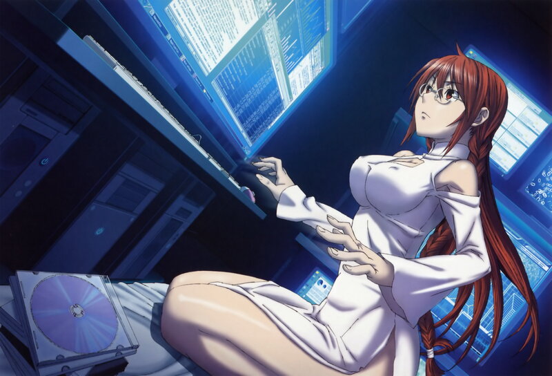Red-haired Woman at Computer